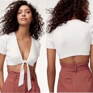 Aritzia Wilfred Elouan Tie-Front Knit Ballet Top